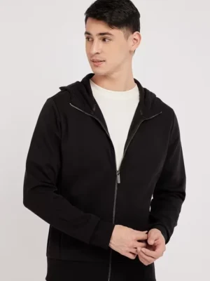 A24111873BEHBLA_BLACK.webp Solid Cotton Hooded Men's Sweatshirt