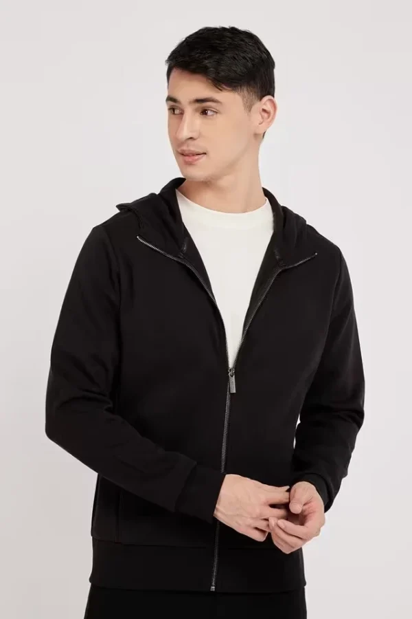 A24111873BEHBLA_BLACK.webp Solid Cotton Hooded Men's Sweatshirt