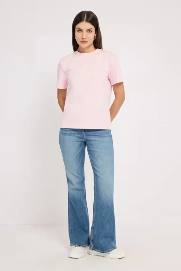 A24CKJ2244061A4_BLUE_alt1.webp High Rise Light Wash Denim Flared Fit Women's Jeans