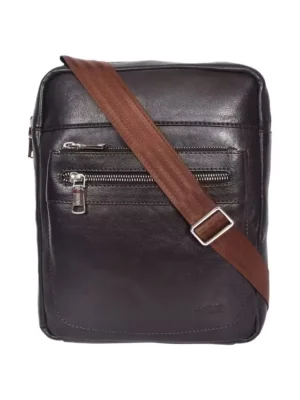 SASSORA629_BROWN.webp Kaya Solid Pure Leather Zipper Closure Men's Sling Bag